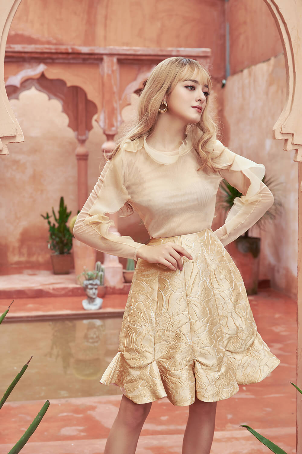 Jessie Ruffle Long Sleeved Top