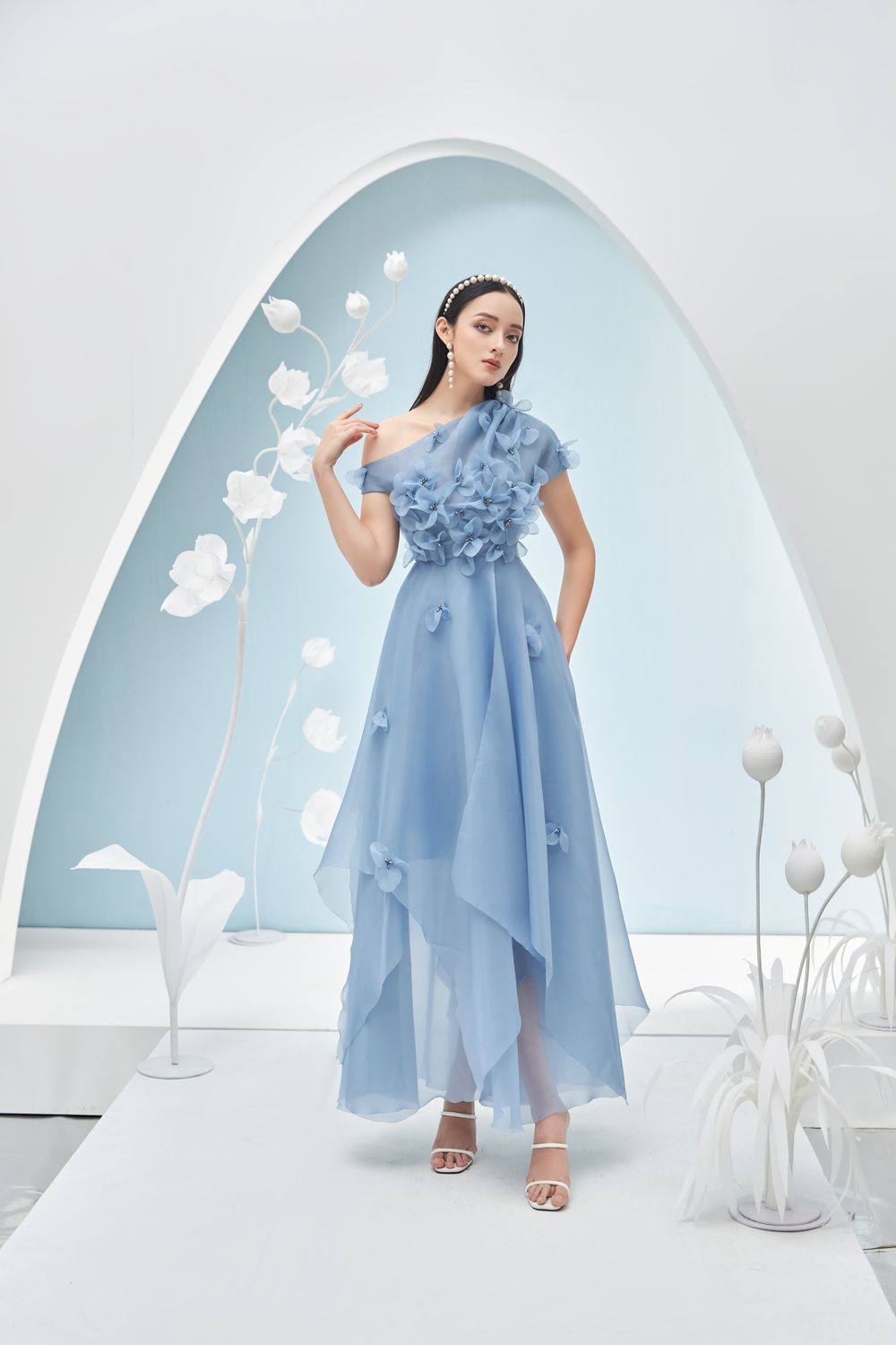 Rosalie Asymmetric Shoulder Dress