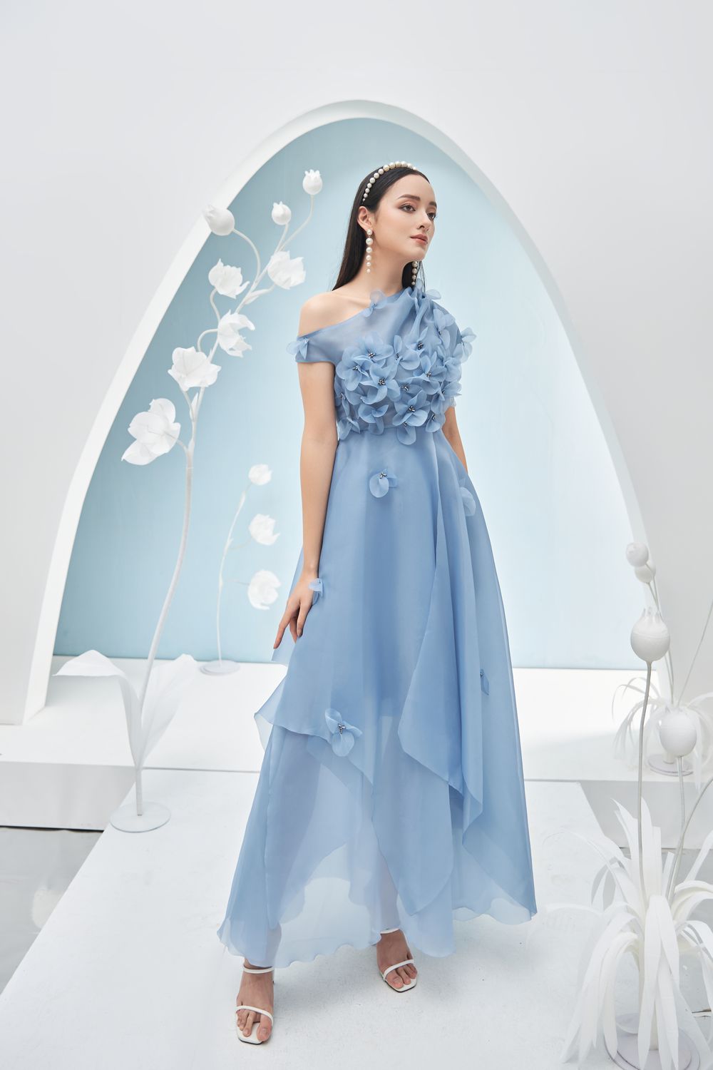 Rosalie Asymmetric Shoulder Dress