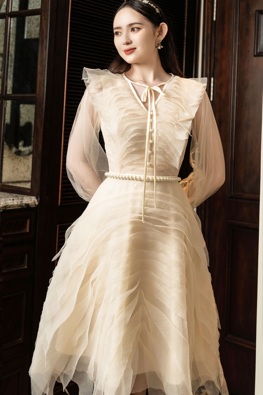Strauss V-Neck Dress