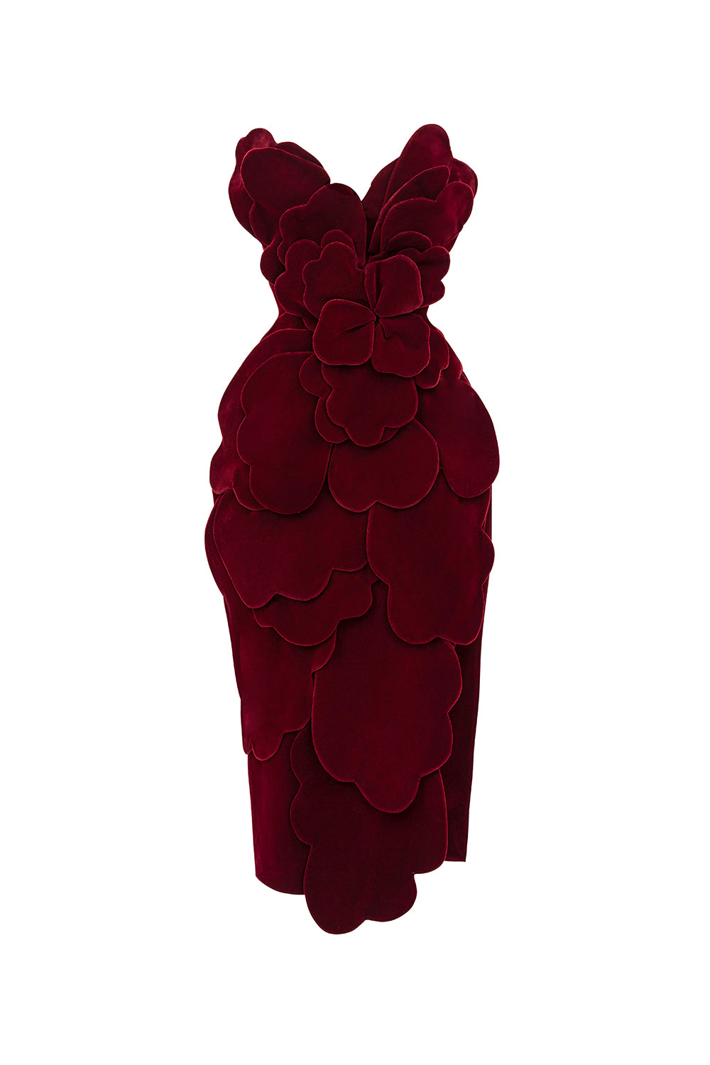 Velour Pegged Flower Applique Polyester Midi Dress