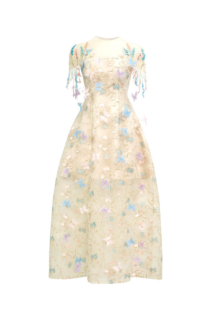 Vivienne A-line Floral Polyester Midi Dress