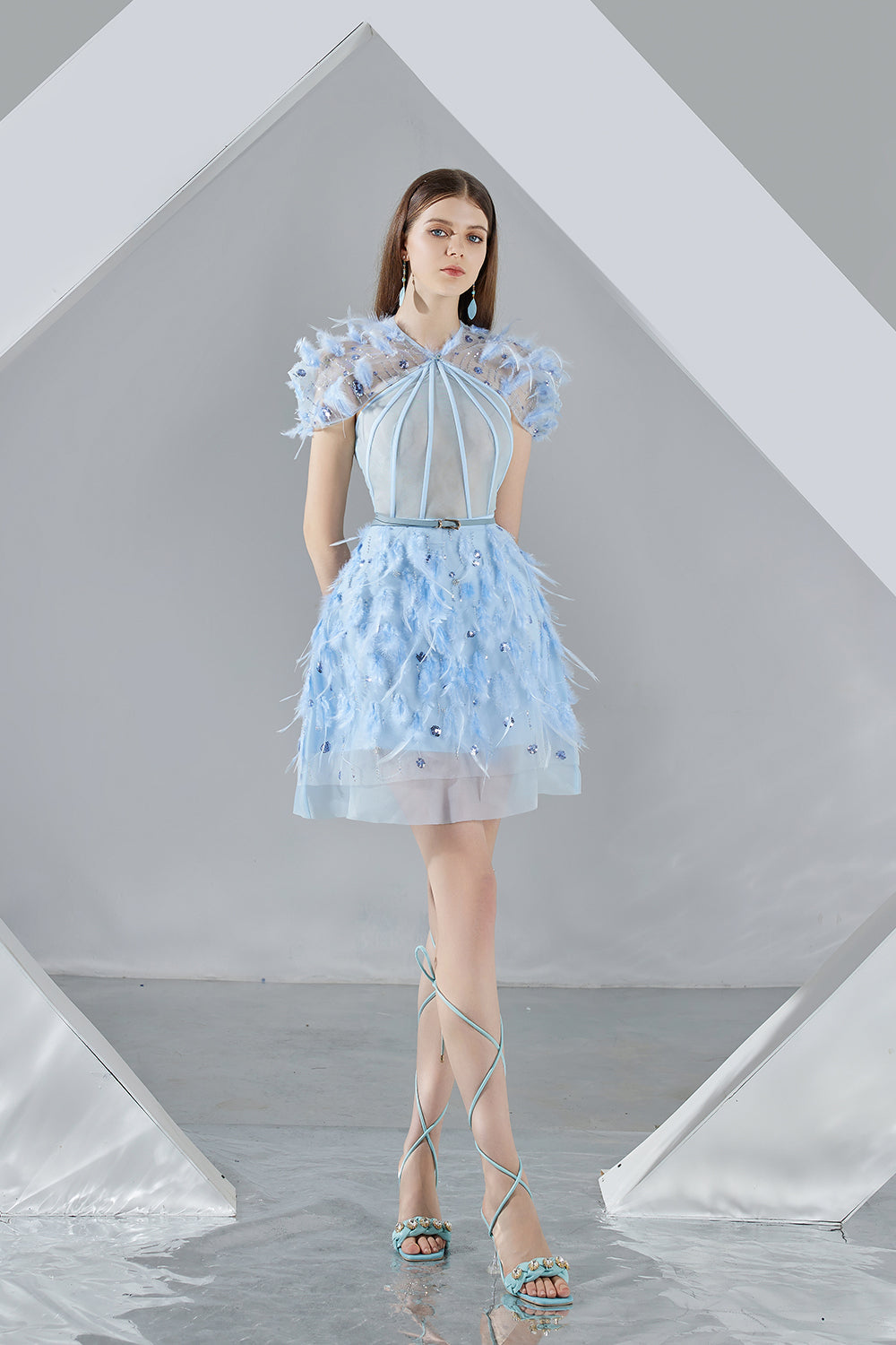 Briana A-line Halter Neck Organza Mini Dress