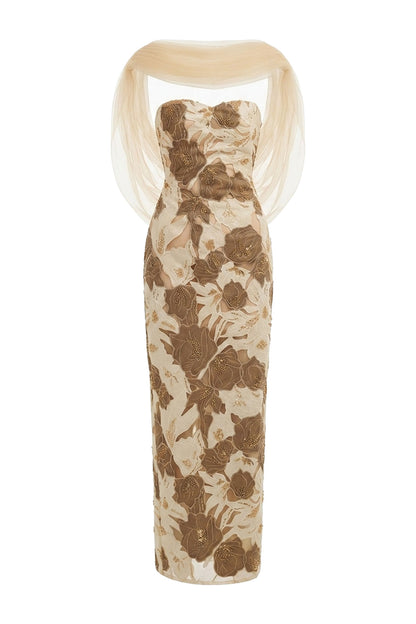 Camellia Embroidery Maxi Dress