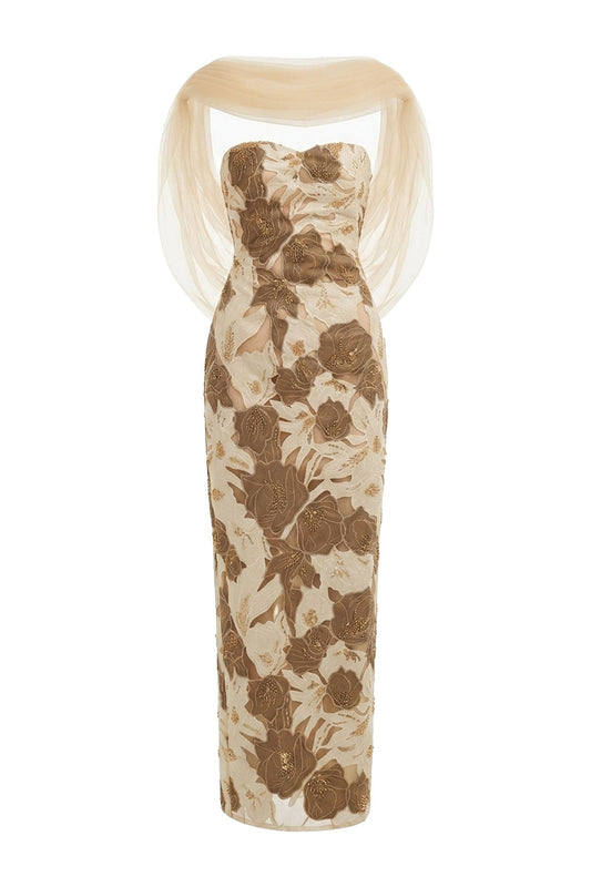 Camellia Embroidery Maxi Dress
