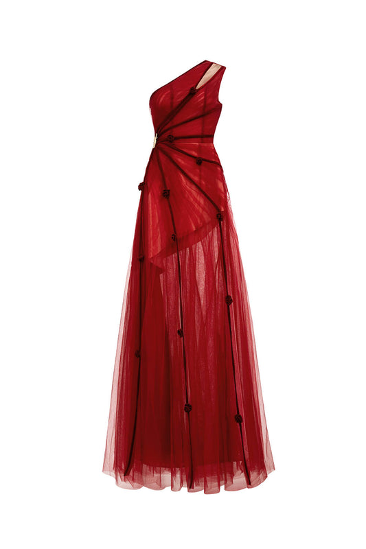 Makenna A-line One Shoulder Polyester Floor Length Dress