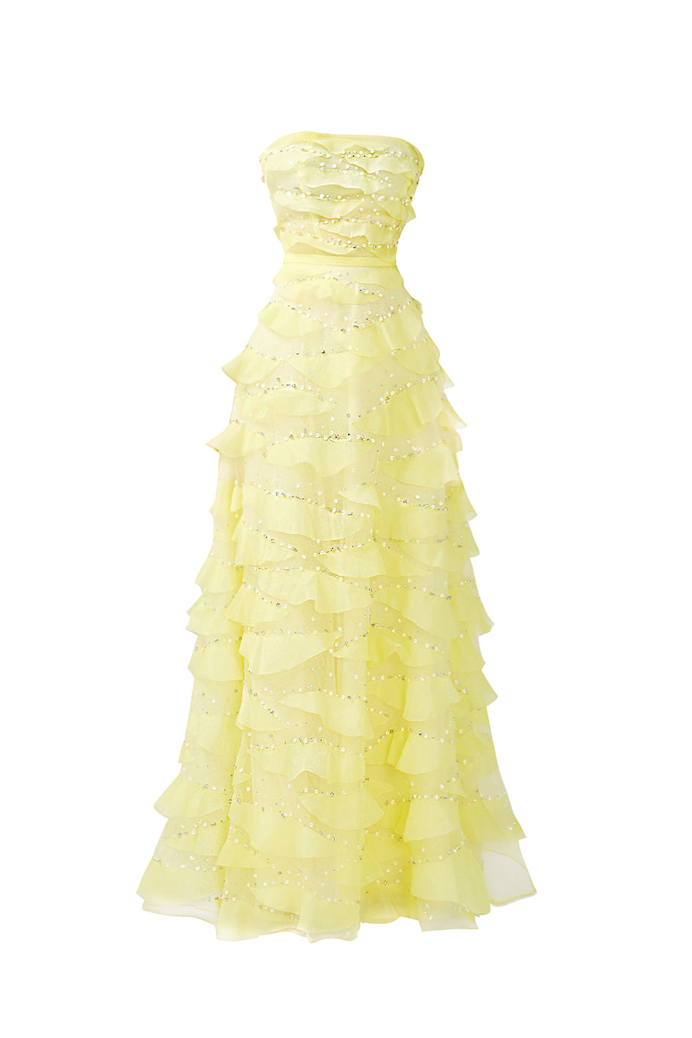 Arjun Strapless Stone Organza Floor Length Dress