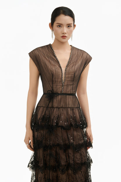 Noiré V-Neck Maxi Dress
