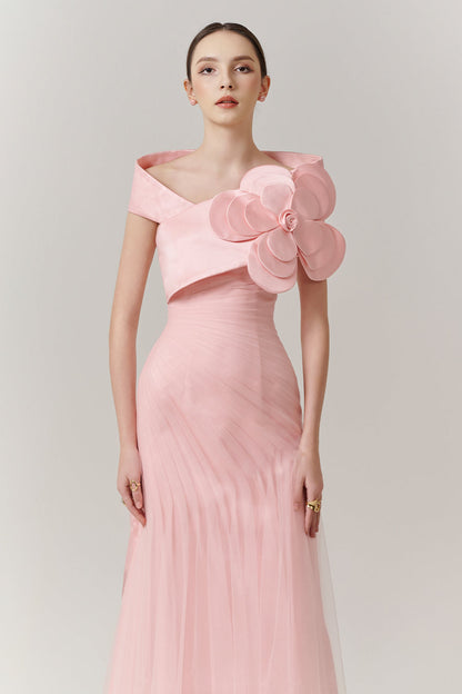 Mireille Off-Shoulder Applique Maxi Dress