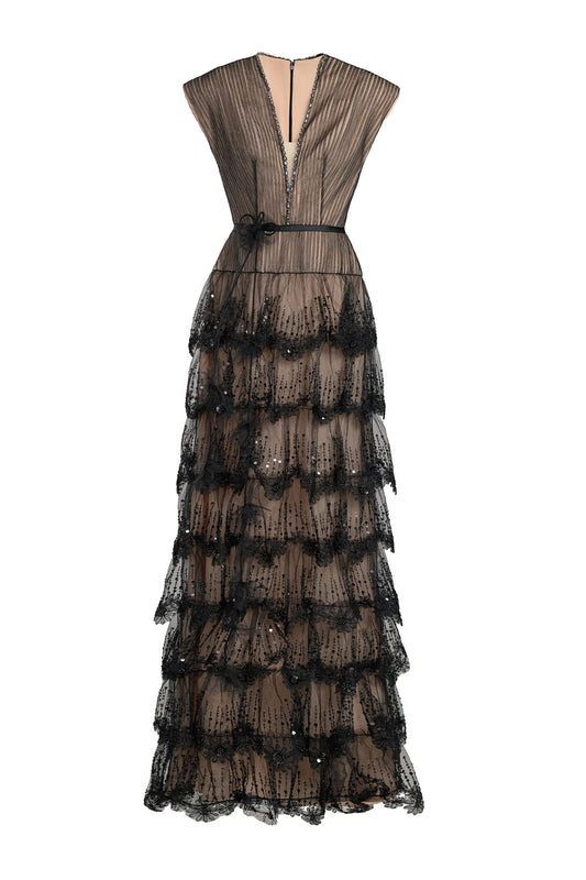 Noiré V-Neck Maxi Dress
