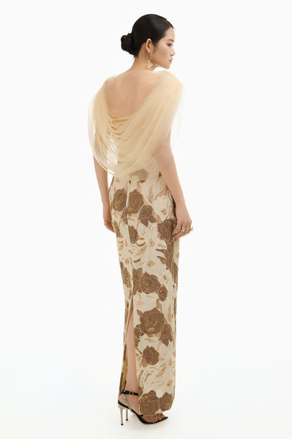 Camellia Embroidery Maxi Dress