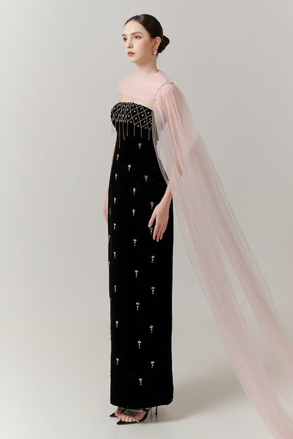 Aurelia Straight Across Bead Maxi Dress
