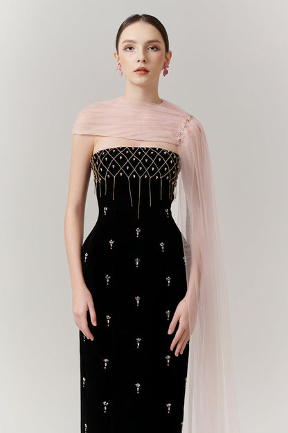 Aurelia Straight Across Bead Maxi Dress