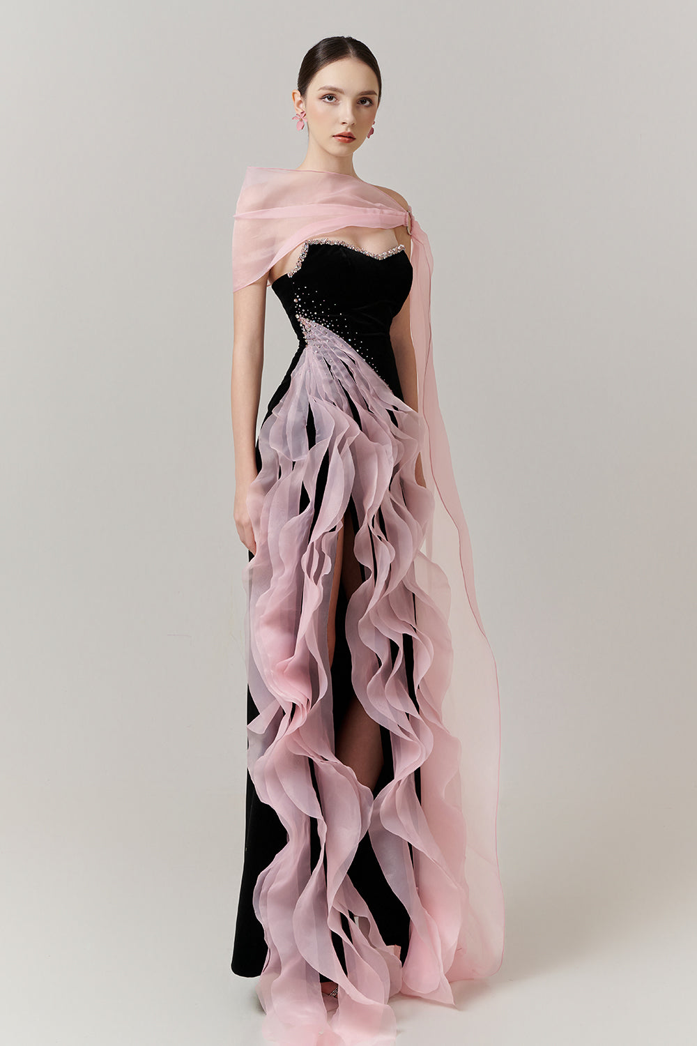 Women's Elara Sheath Rhinestone Maxi Dress XXS/XS/S/M/L/XL/XXL/3XL/Customize Black & Barely Pink Happy Clothing Women's Elara Sheath Rhinestone Maxi Dress XXS/XS/S/M/L/XL/XXL/3XL/Customize Black & Barely Pink Happy Clothing