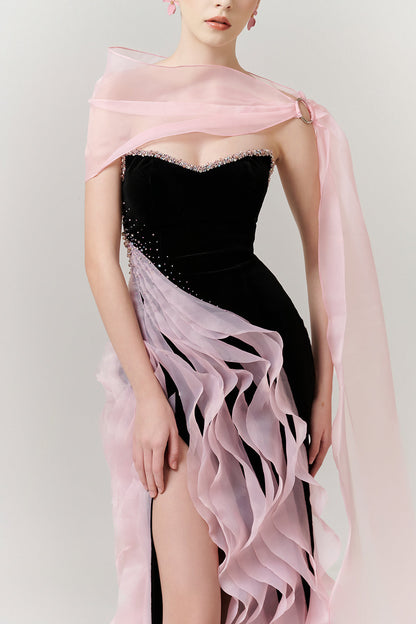 Elara Sheath Rhinestone Maxi Dress