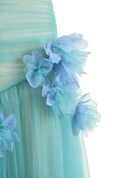 Meadow Drop Waist One Shoulder Organza Maxi Dress