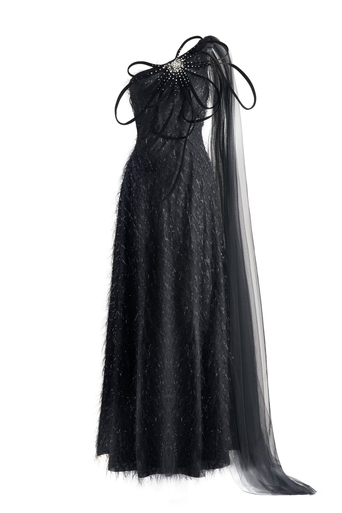 Delaney A-line One Shoulder Organza Maxi Dress