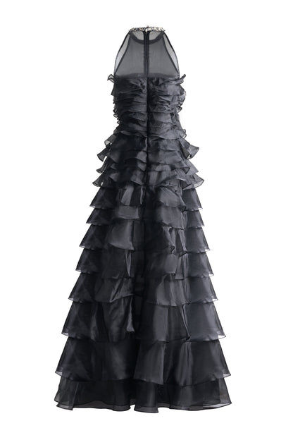Hadley A-line Ruffle Layer Organza Maxi Dress