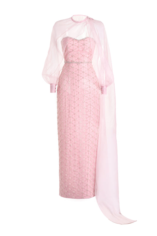 Oaklyn Sheath Bishop Sleeved Polyester Maxi Set