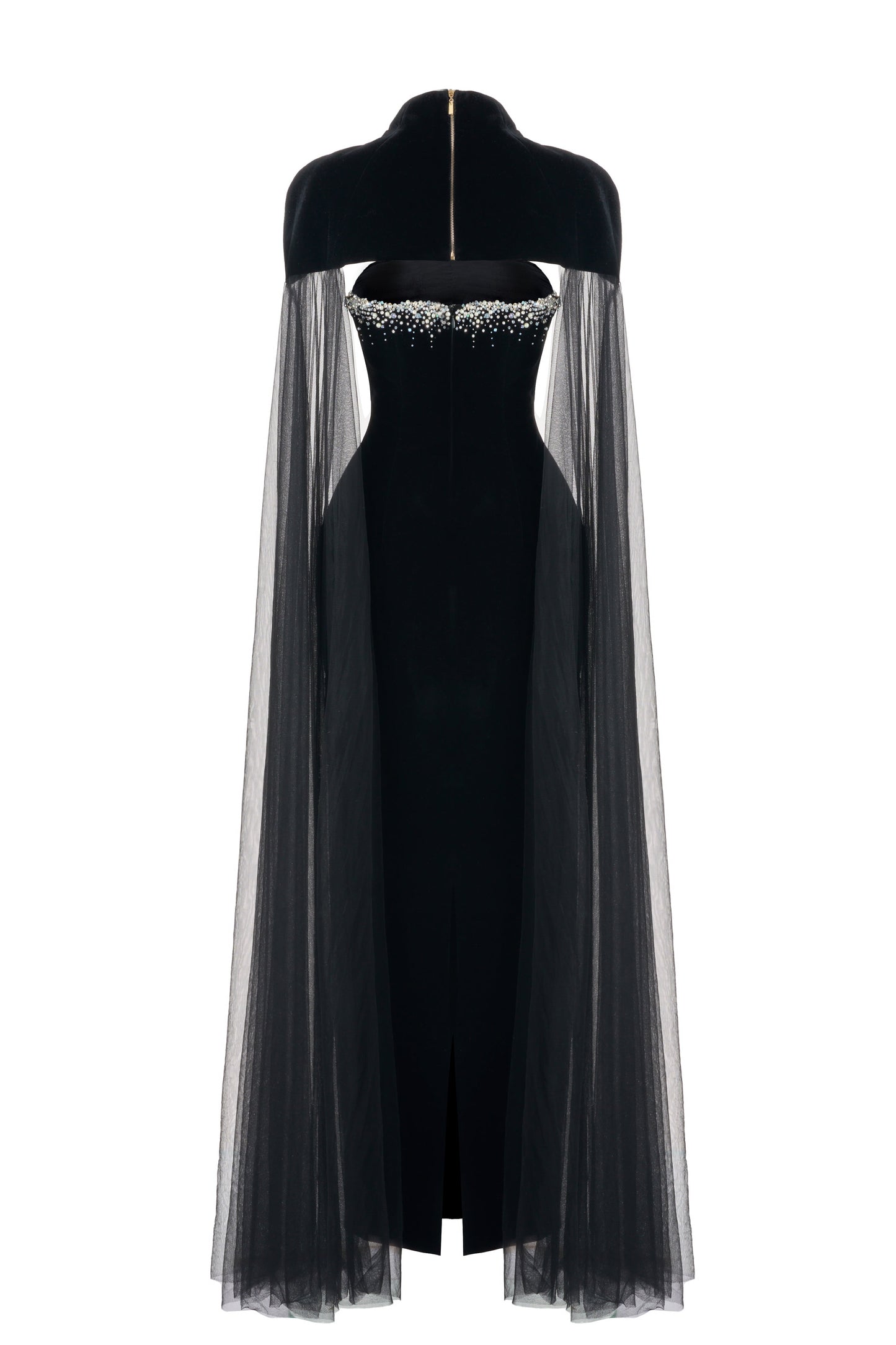 Paisleigh Sheath Cape Shoulder Velvet Maxi Set