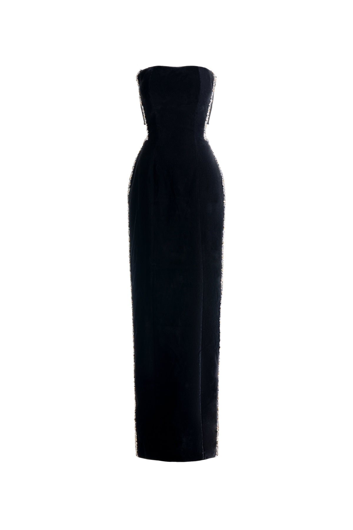 Anais Sheath Straight Across Neck Velvet Maxi Dress