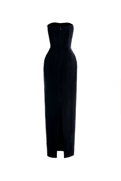 Anais Sheath Straight Across Neck Velvet Maxi Dress
