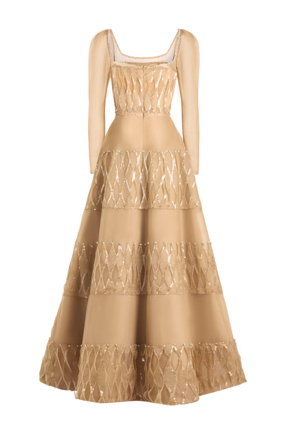 Raquel Ball Gown Square Neck Polyester Maxi Dress