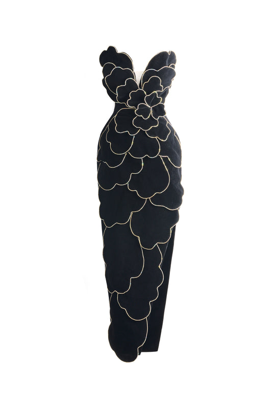 Baylor Pegged Sweetheart Neck Velvet Maxi Dress