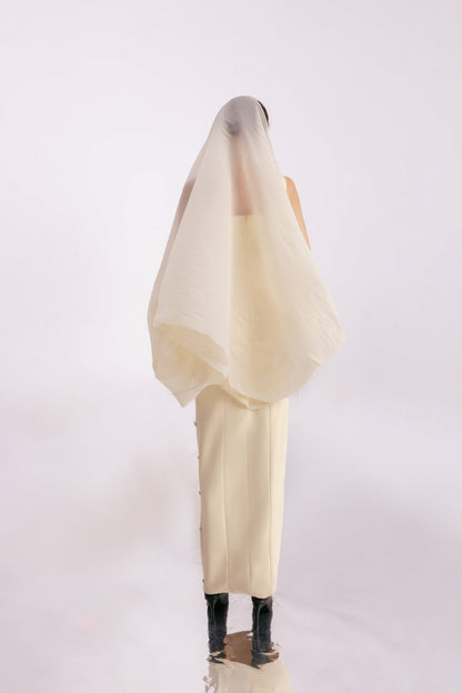 Sylvia Sheath Square Neck Twill Floor Length Dress