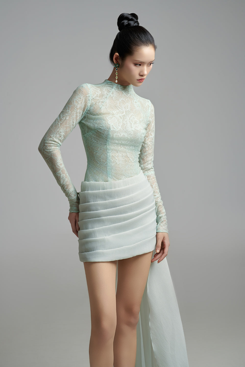 Loretta Bodycon Extended Flap Organza Maxi Dress