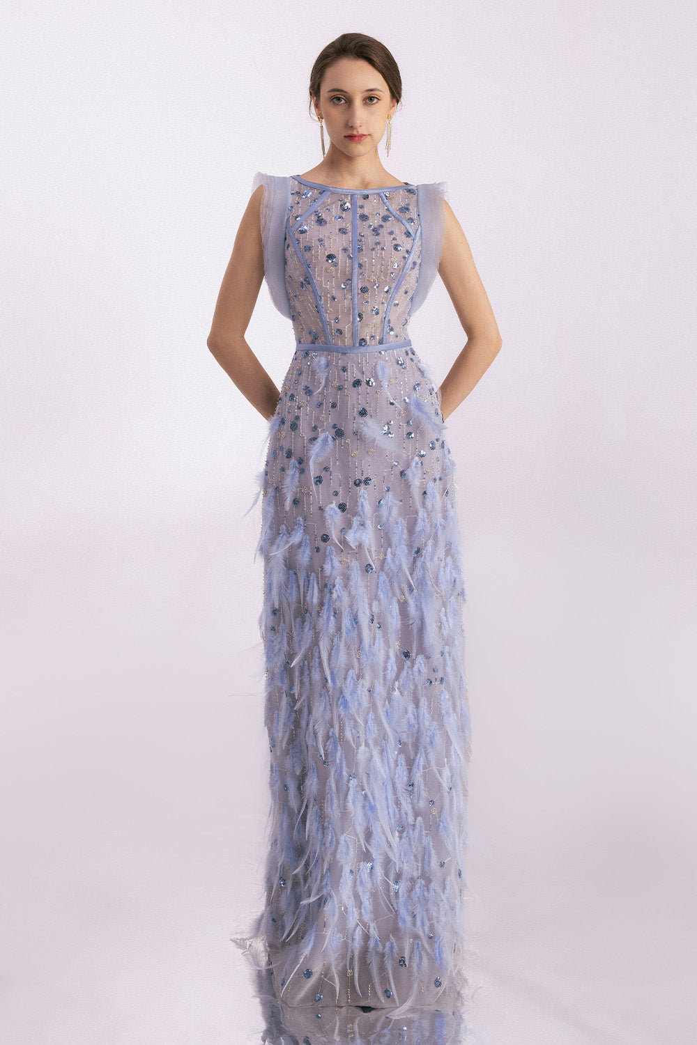 Peralta Sheath Feather Twill Floor Length Dress