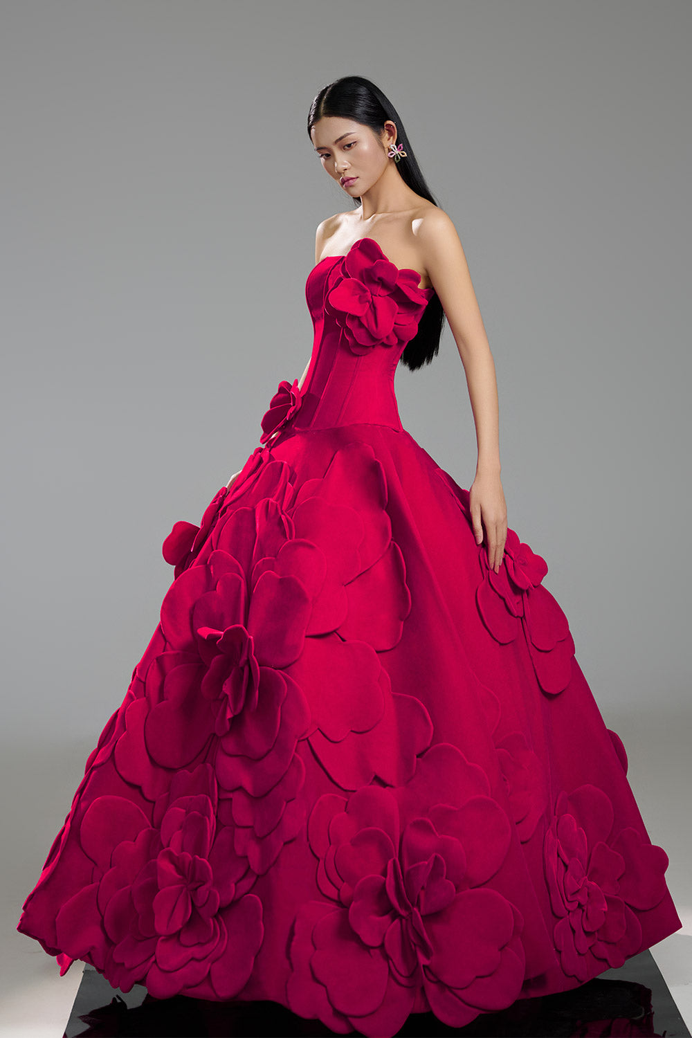 Julius Ball Gown Straight Across Neck Polyester Floor Length Dress