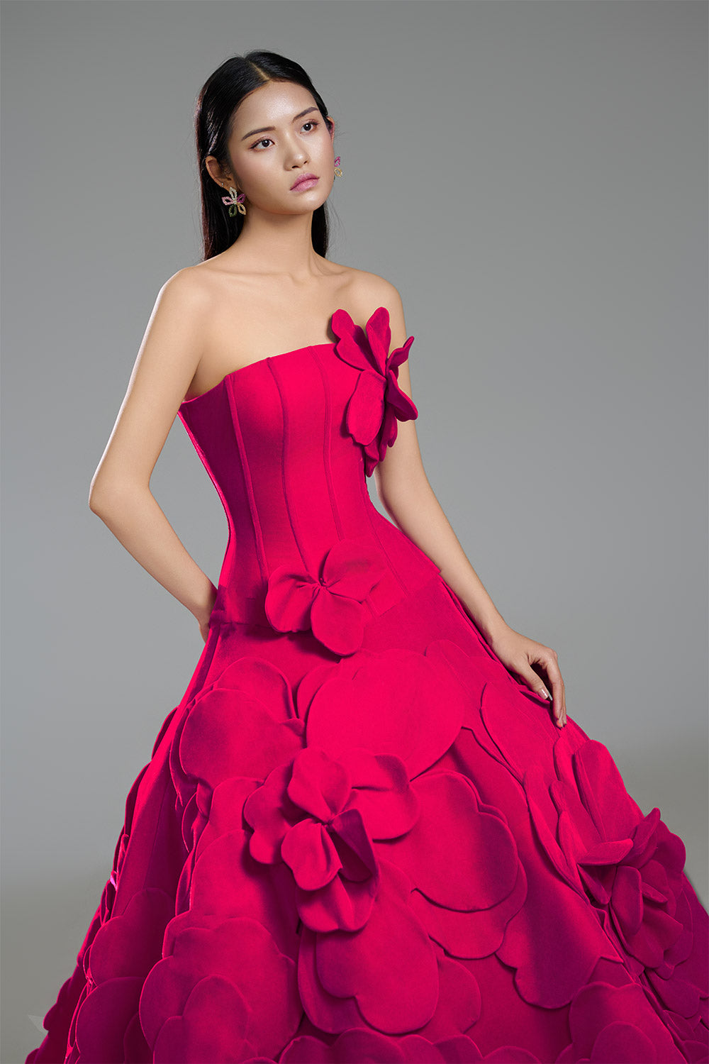 Julius Ball Gown Straight Across Neck Polyester Floor Length Dress