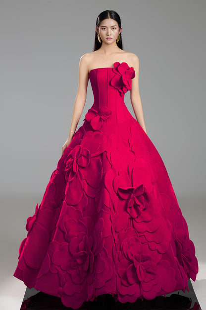 Julius Ball Gown Straight Across Neck Polyester Floor Length Dress