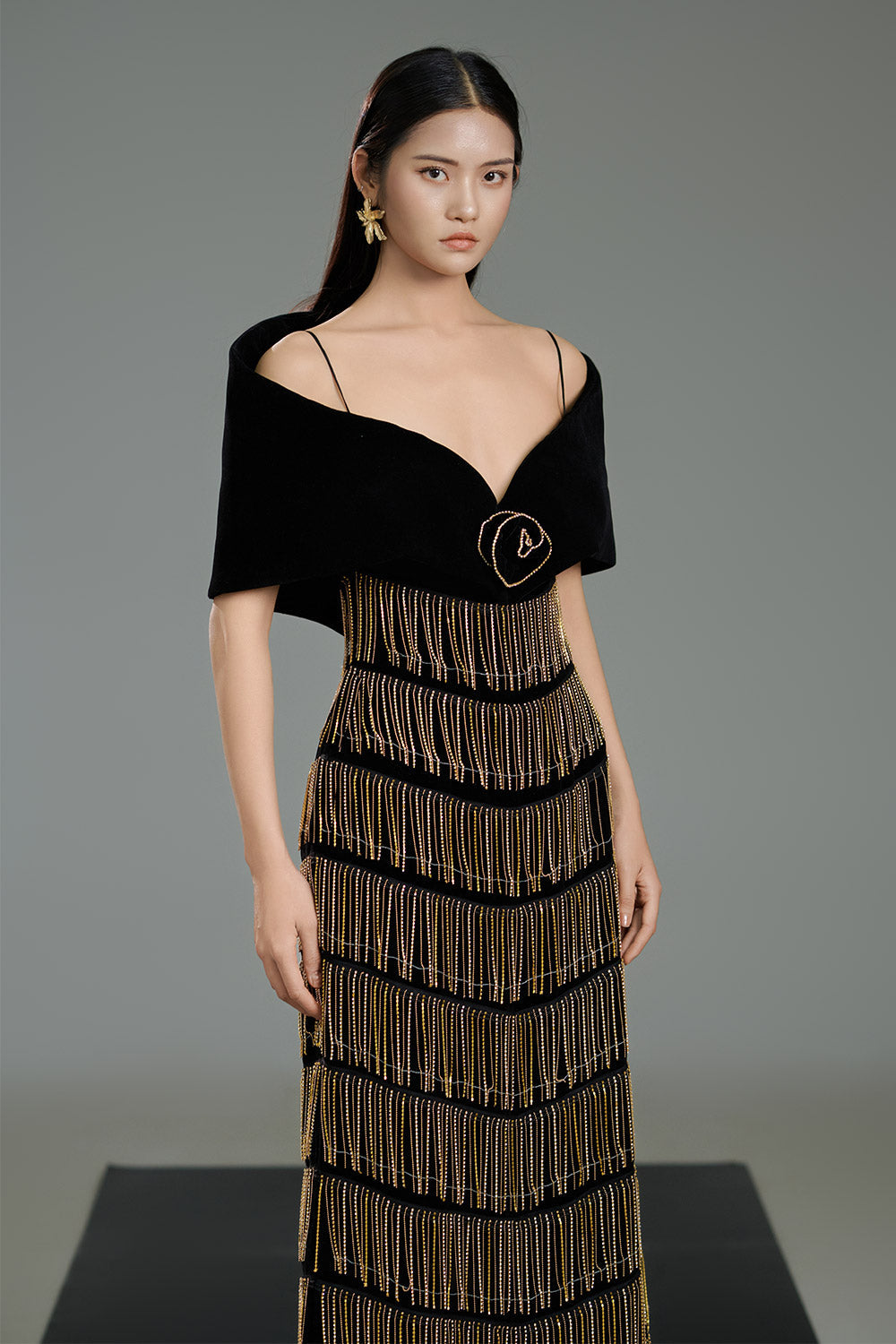 Milena A-line Stone Polyester Floor Length Dress Milena A-line Stone Polyester Floor Length Dress
