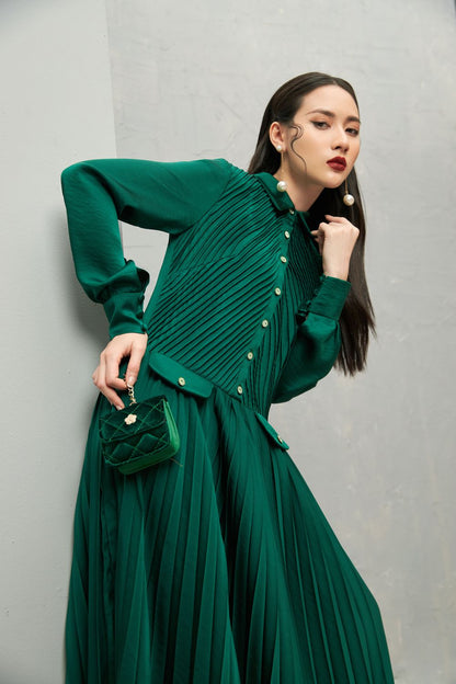 Ariel Pleated Midi Dress 