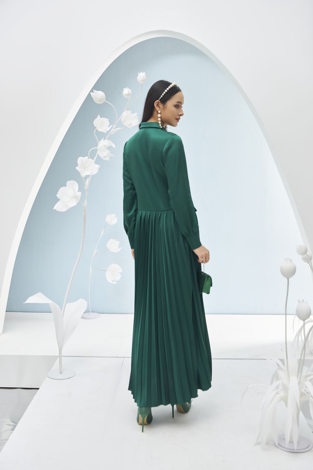 Ariel Pleated Midi Dress 