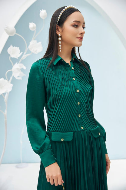Ariel Pleated Midi Dress 