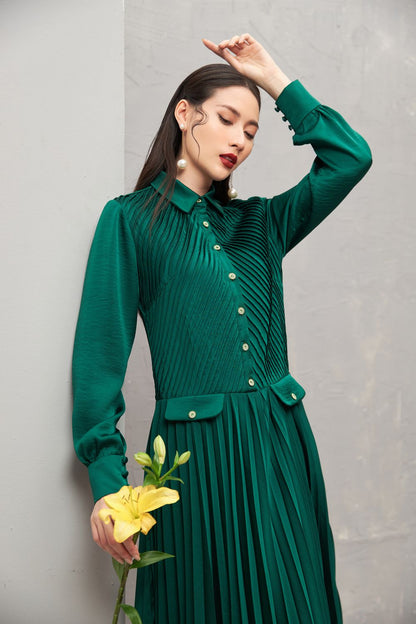 Ariel Pleated Midi Dress 