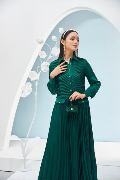 Ariel Pleated Midi Dress 