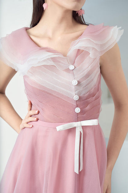 Baskom Ruffle Neckline Dress 