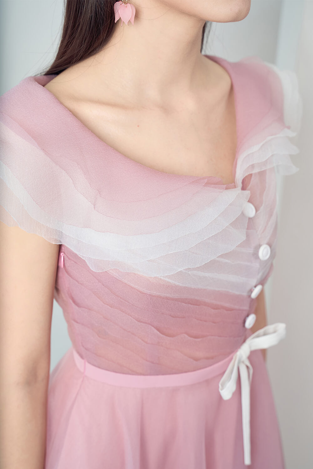 Baskom Ruffle Neckline Dress 