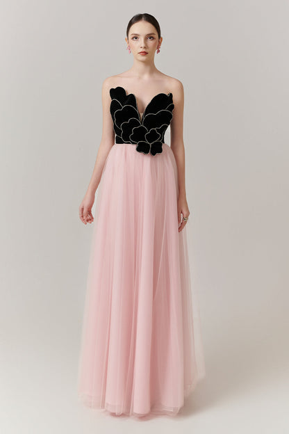 Crimson Sweetheart Applique Maxi Dress -