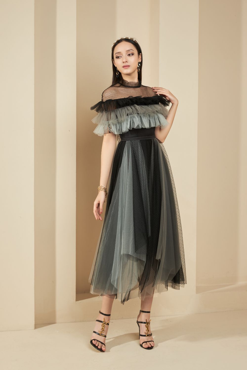 Dermot Layered Ruffle Dress 