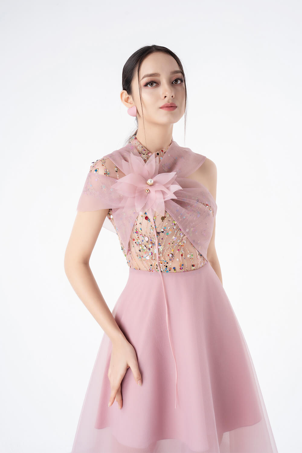 Dormer Asymmetric Sleeves Dress 