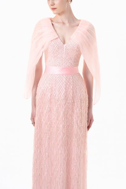 Vela Cape Sleeve Maxi Dress