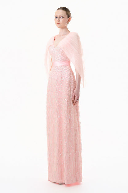 Vela Cape Sleeve Maxi Dress