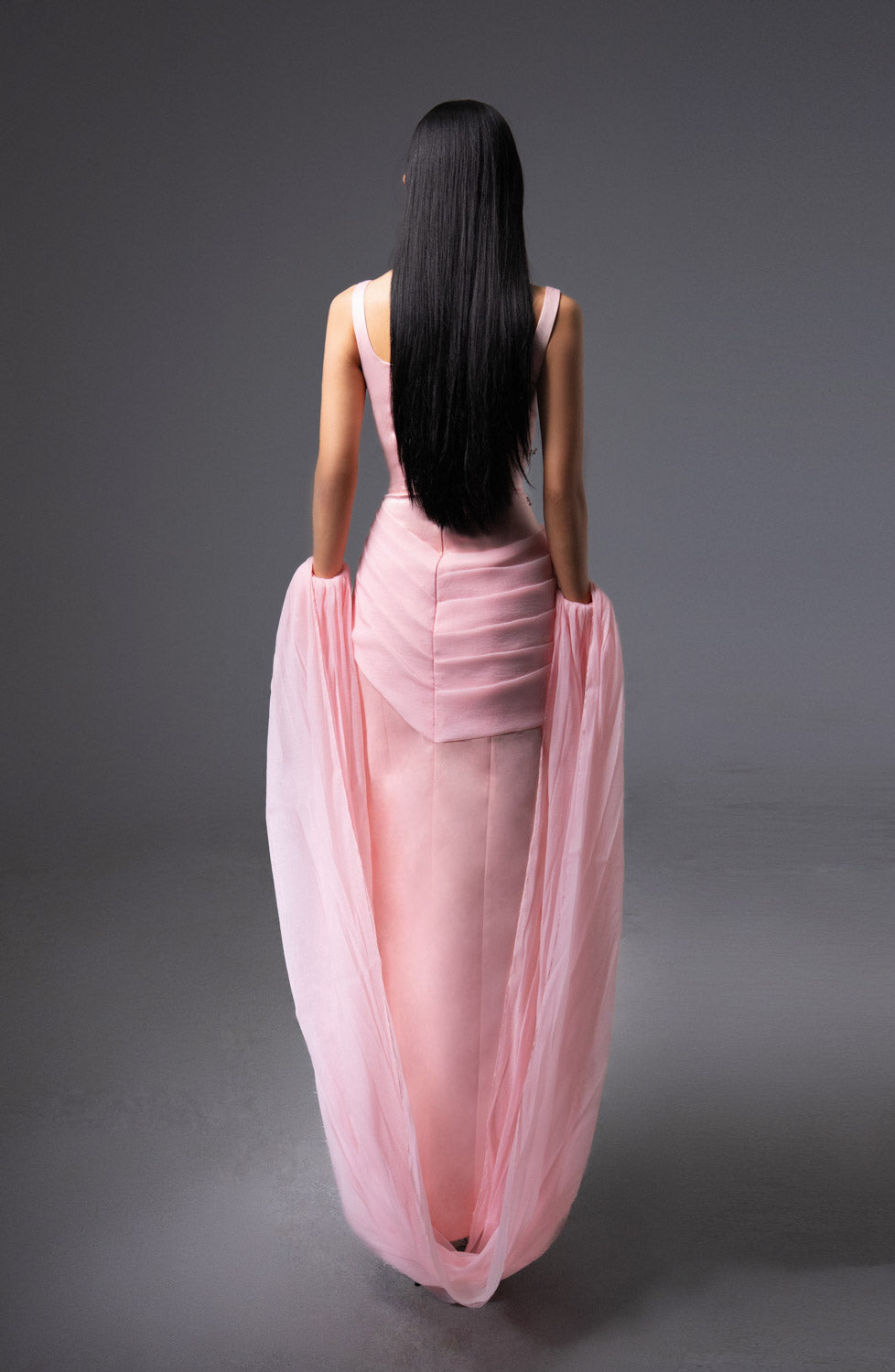 Sylvia Sheath Square Neck Twill Floor Length Dress