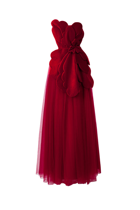 Landry A-line Gathered Polyester Floor Length Dress