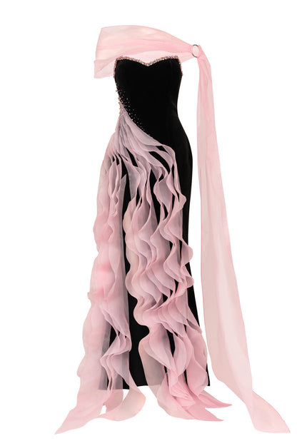 Elara Sheath Rhinestone Maxi Dress